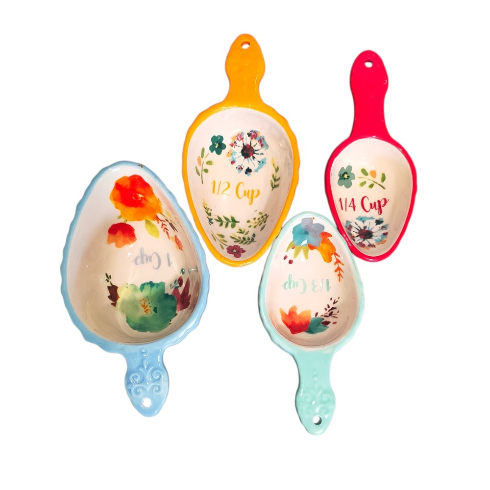 Pioneer Woman Willow Ceramic Measuring Scoop Set - Picture 3 of 3